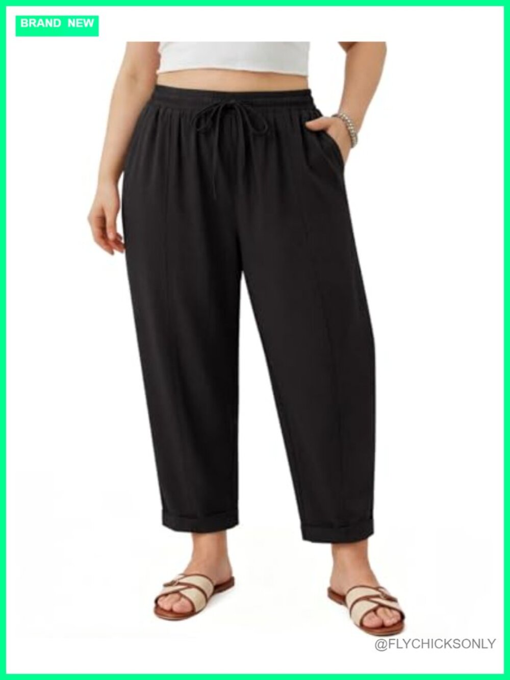 Plus Size Wide Leg Palazzo Pants Drawstring Lounge Trousers Ankle